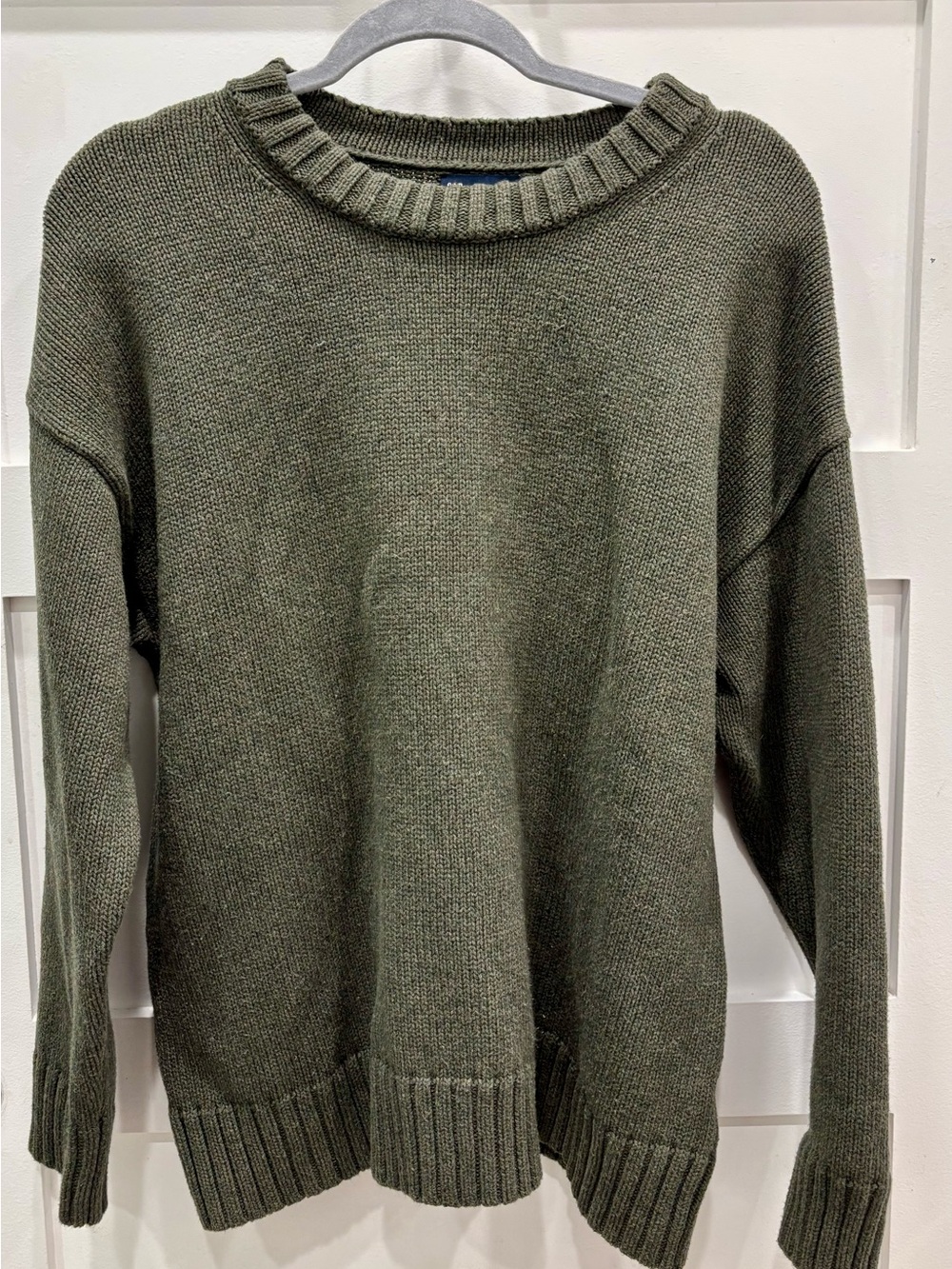 GAP Men's Olive Chunky Knit Crewneck Sweater